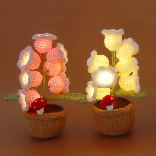 Handmade Wool Lily of the Valley Night Light Potted Decor