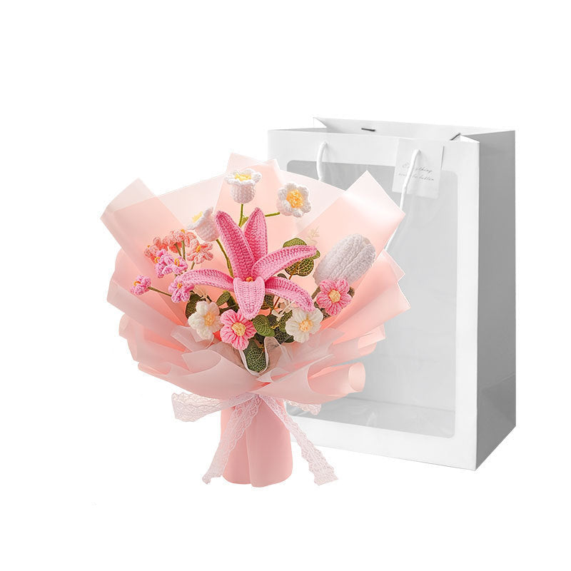 Handmade Wool Crocheted Bouquet Finished Flowers