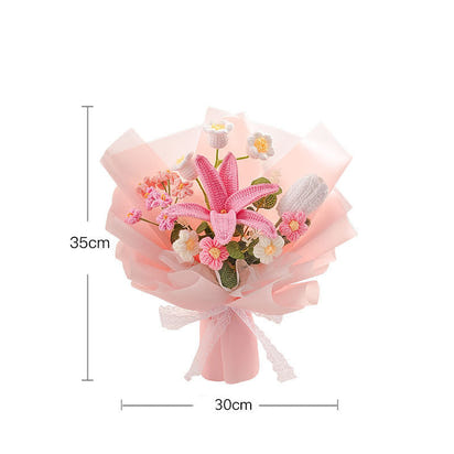 Handmade Wool Crocheted Bouquet Finished Flowers