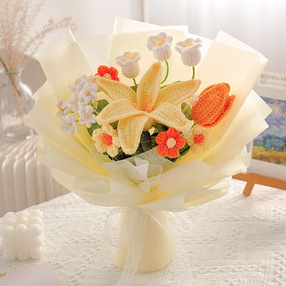 Handmade Wool Crocheted Bouquet Finished Flowers